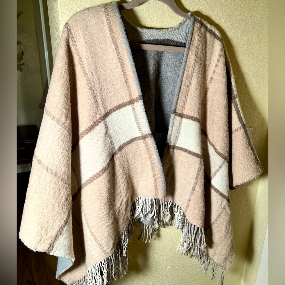 Soft and cozy plaid poncho